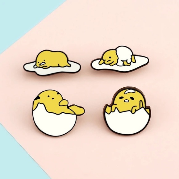 Sanrio Gudetama The Lazy Egg Yolk Enamel Metal Pin Brooch - Picture 3 of 9
